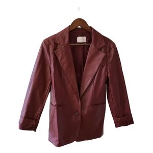 Maroon Oak and Fort pleather blazer - size small